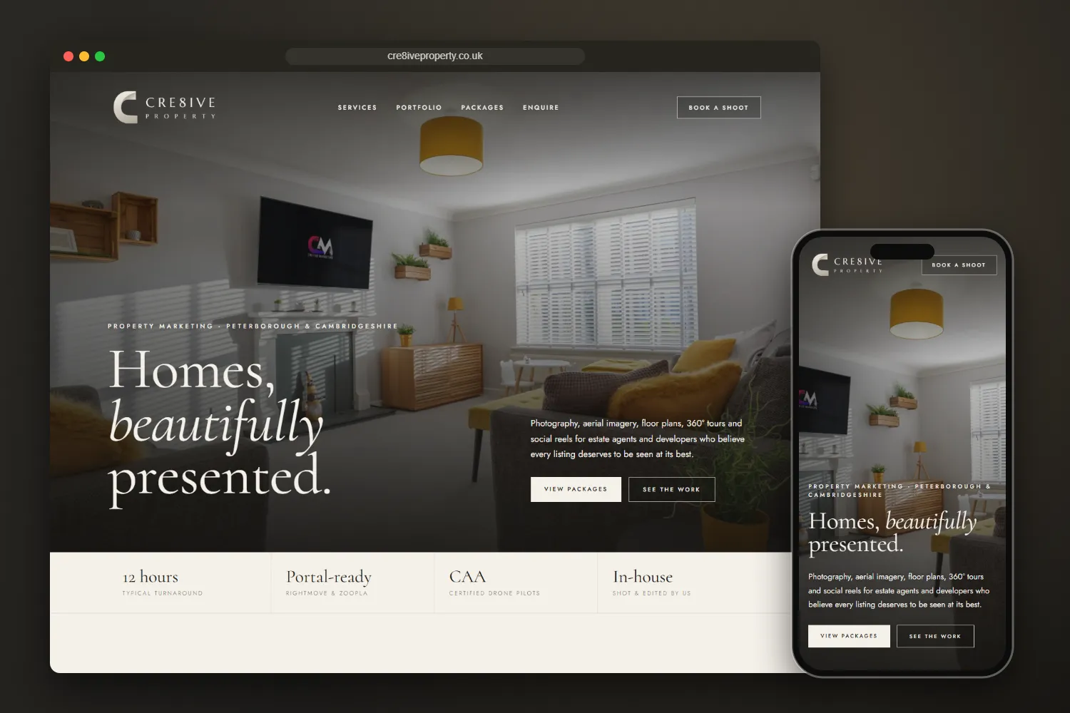 website design mockups — desktop & mobile