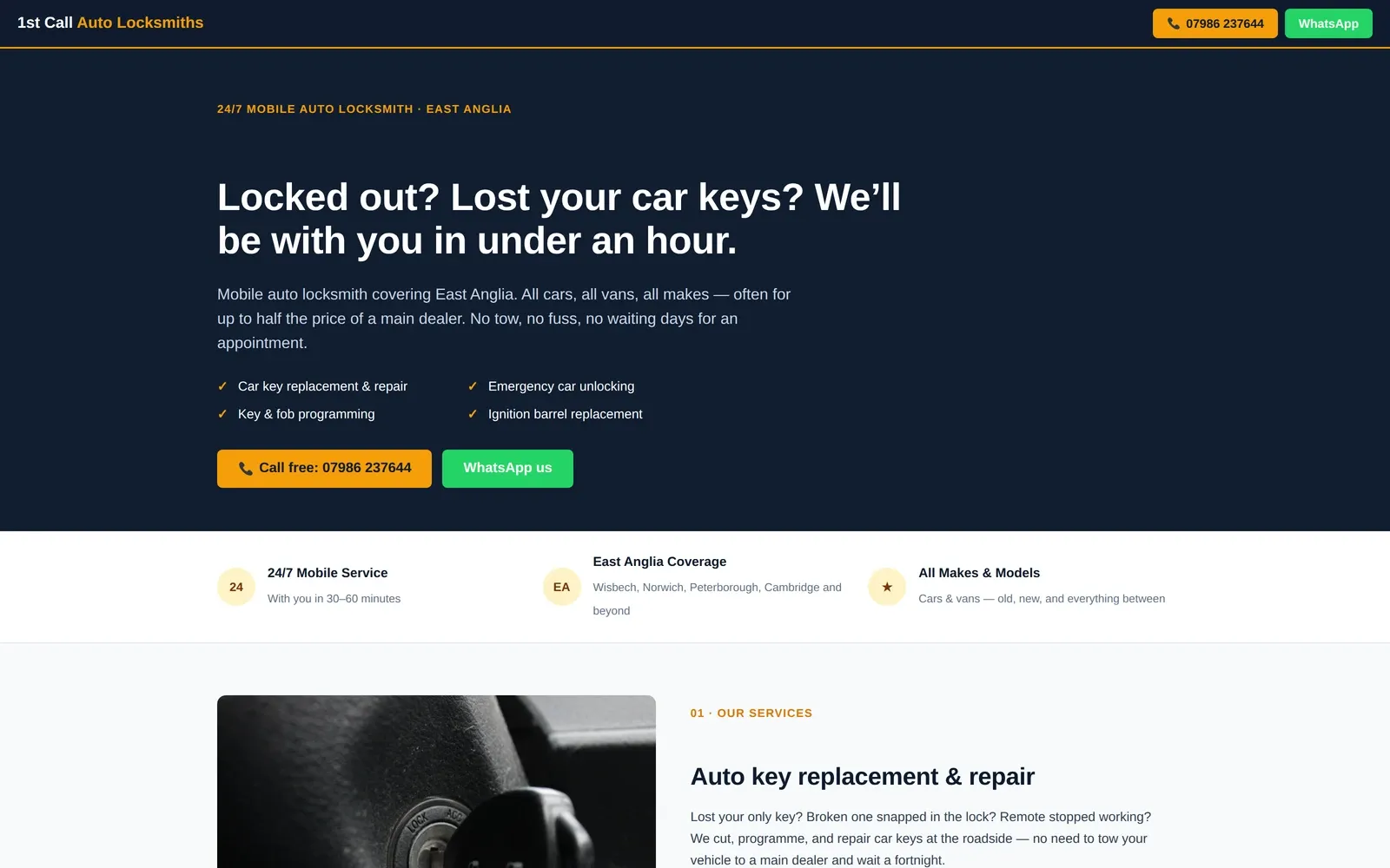 1st Call Auto Locksmiths website