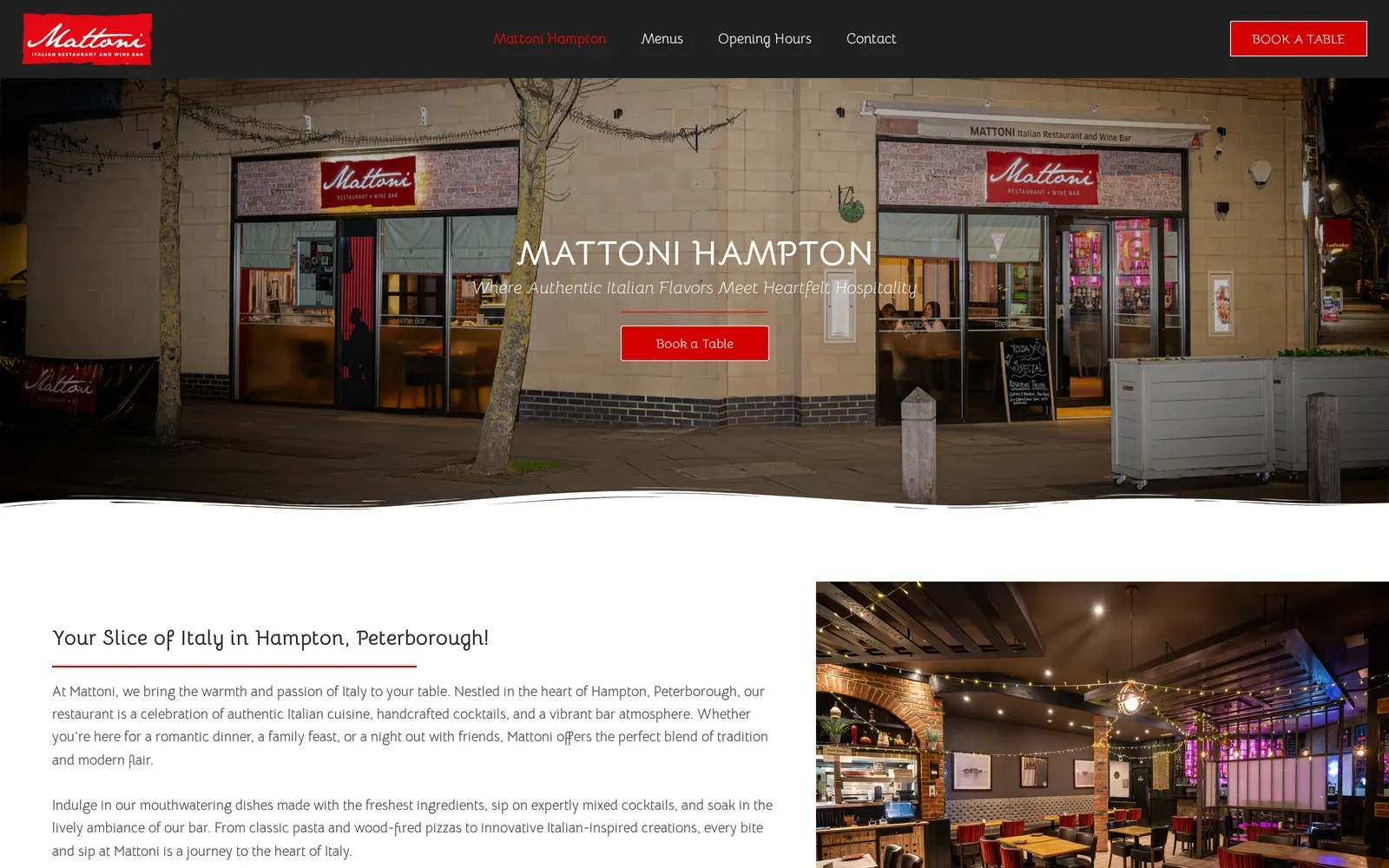 Mattoni Restaurant website